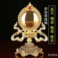 佛教用品 准提镜密宗准提佛母佛像藏传法器母菩萨摆件 铜合金彩绘